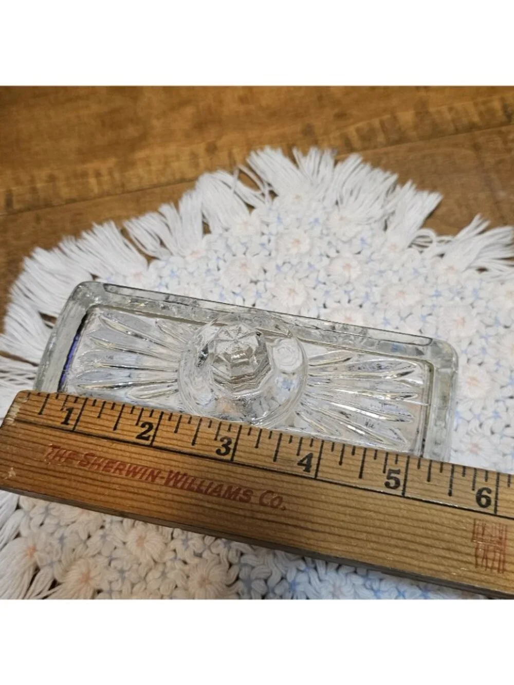 70's FEDERAL WINDSOR CLEAR CRYSTAL WINDSOR PATTERN COVERED BUTTER DISH CLEAR